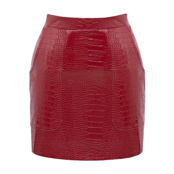 Mistress Rocks Red Croc-Embossed Skirt Set - Picture 6 of 6